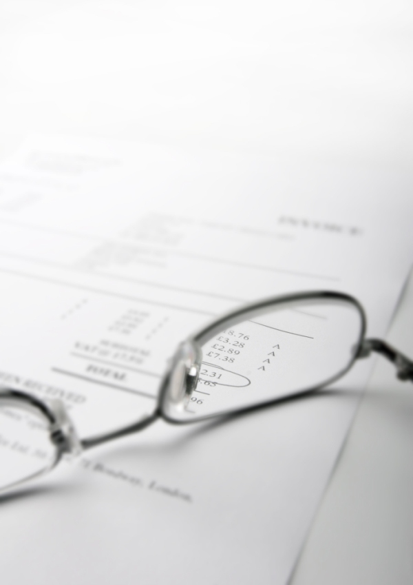 Business forms and paperwork seen from a macro view