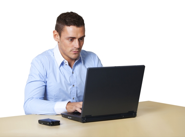 Man working at laptop computer