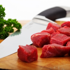 Close up macro image of chopped steak