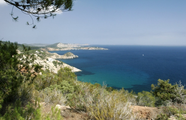 The white cliffs and rocky mountain coast of North Western Ibiza