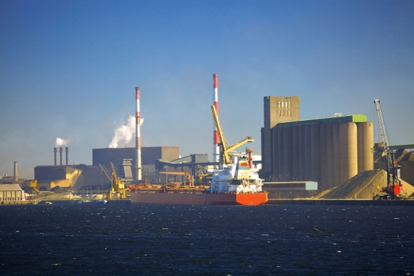 An oil tanker unloading its cargo