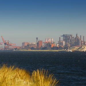 Miles of heavy industry on the coast of Northern France