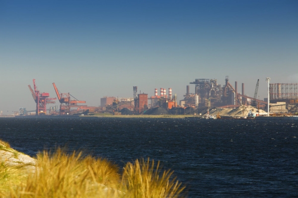 Miles of heavy industry on the coast of Northern France