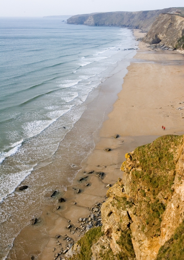 Tideline from above at Watergate Bay, Cornwall