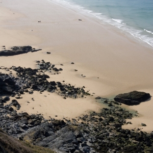 The cliffs and beach at Watergate Bay in Cornwall