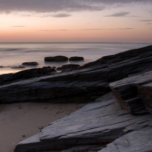 Sunset on a rocky shore