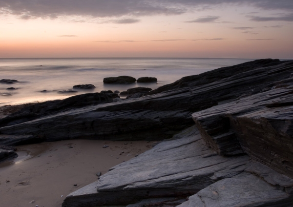 Sunset on a rocky shore