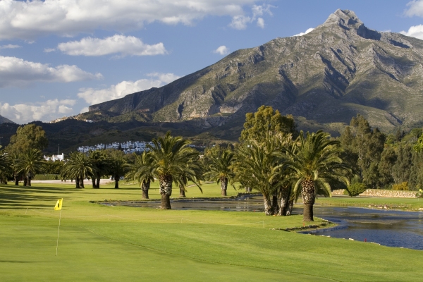 Putting green on a scenic golf course in Southern Spain