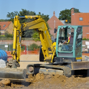 A digger working on a building site