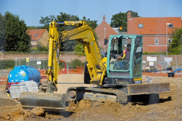 A digger working on a building site