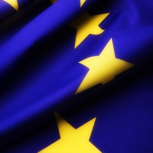 The European Union flag close up