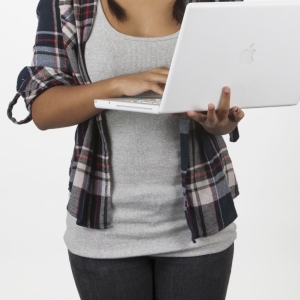 A girl student with a laptop computer