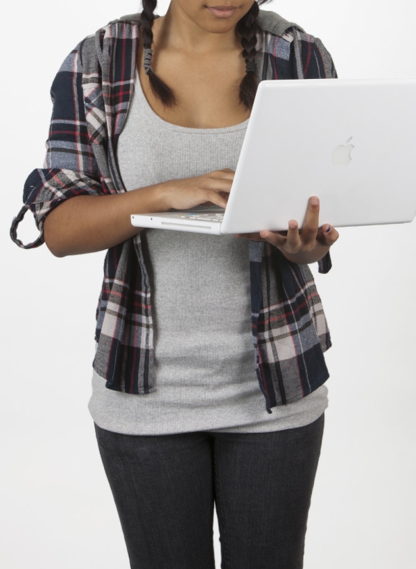 A girl student with a laptop computer