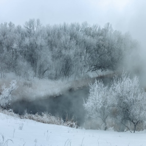 A frosty lake in the depths of winter