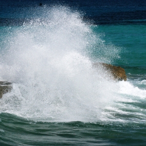 Waves crashing onto the rocks