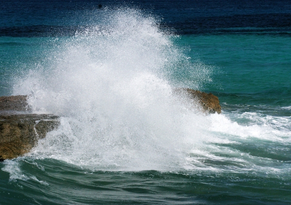 Waves crashing onto the rocks