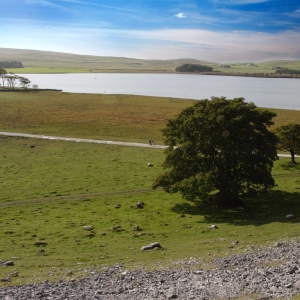 A view of the Yorkshire Dales with Balham Tarn in the distance