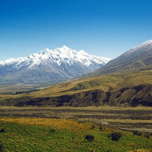 Snow capped mountains in New Zealand