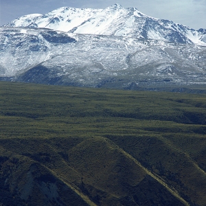 Snow covered mountains and glacial features in a New Zealand landscape