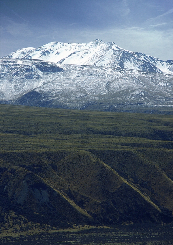 Snow covered mountains and glacial features in a New Zealand landscape