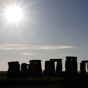 Sunset over Stonehenge ancient monument