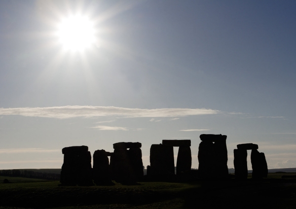 Sunset over Stonehenge ancient monument