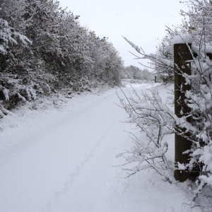 Snow covered winter road after a heavy snowfall