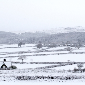 Winter fields in a snow covered landscape