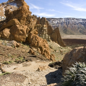 A route through the rocks in a mountain desert