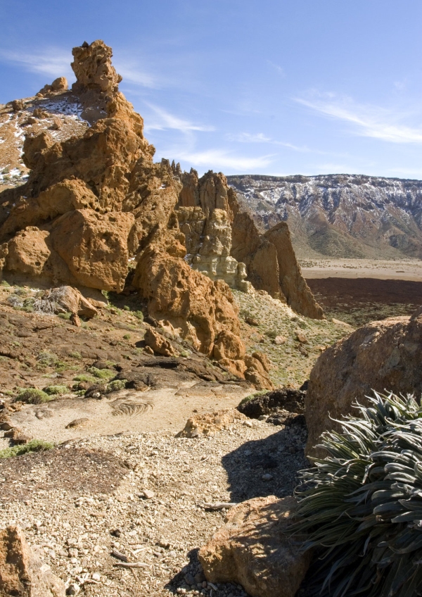 A route through the rocks in a mountain desert