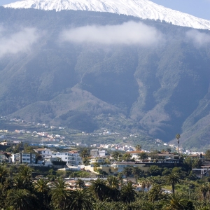 Tenerife holiday resort with El Teide in the distance