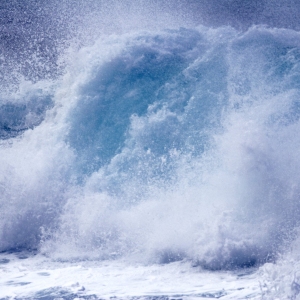 Giant waves on a stormy beach