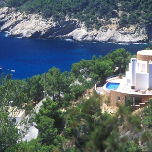 A luxury clifftop villa in a remote part of Ibiza