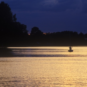 Boating on Lake Constance on a summer evening