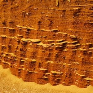 A sandy cliff in the desert