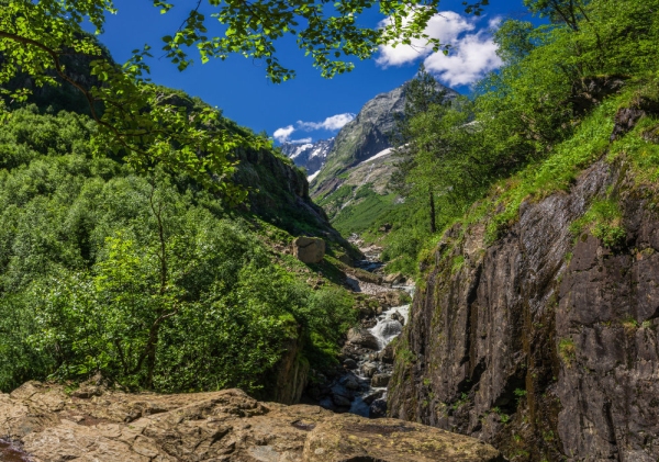 A mountain stream in the Russian Caucasus mountains