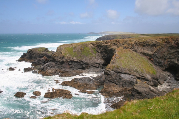 Surf and rocks at Bedruthan, Cornwall