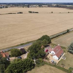 An aerial drone photo of east anglian farmland in england, UK