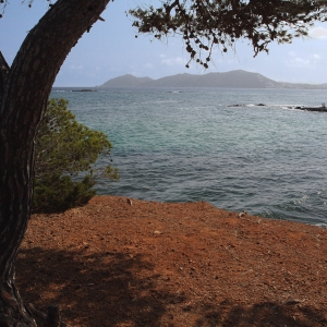 The Ibiza coastline with islands in the distance