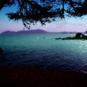 A stylised view of the Ibiza coastline