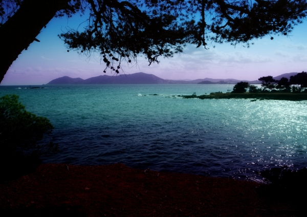 A stylised view of the Ibiza coastline