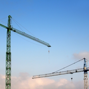 Large cranes on a big construction site