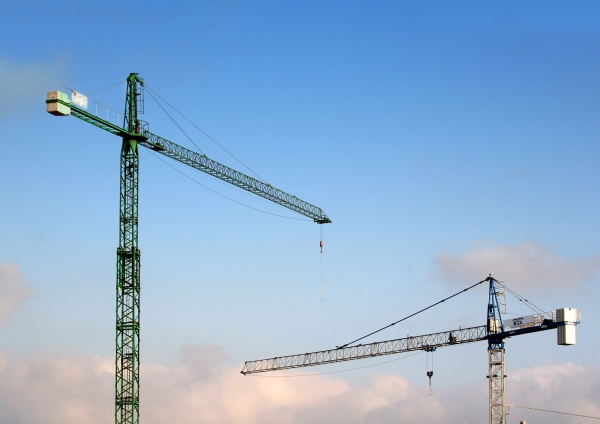 Large cranes on a big construction site