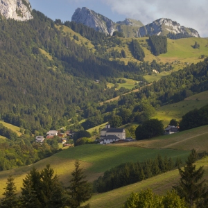 Alpine view of Montmin looking towards Le Bois in the French Alps