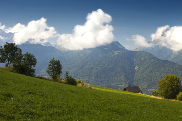 Alpine view of Arcalod and other high peaks in the French Alps