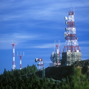 Telecommunications masts on a remote mountain top