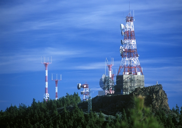 Telecommunications masts on a remote mountain top