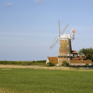 Cley next the sea in North Norfolk seen from across the marshes