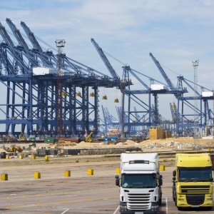 Construction work being carried out at a major international container port