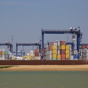 Container storage at major international dockside terminal